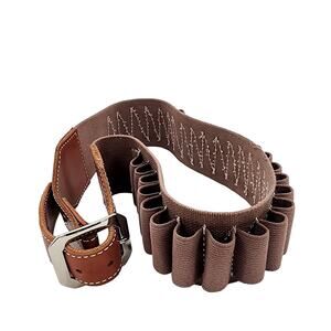 Shotgun Shell Cartridge Belt Holder 12-Gauge Waist Size 40 Brown Leather Closure
